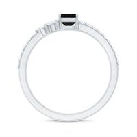 Emerald Cut Black Onyx and Diamond Bridal Ring Set