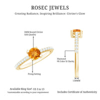 Natural Citrine Promise Ring with Diamond