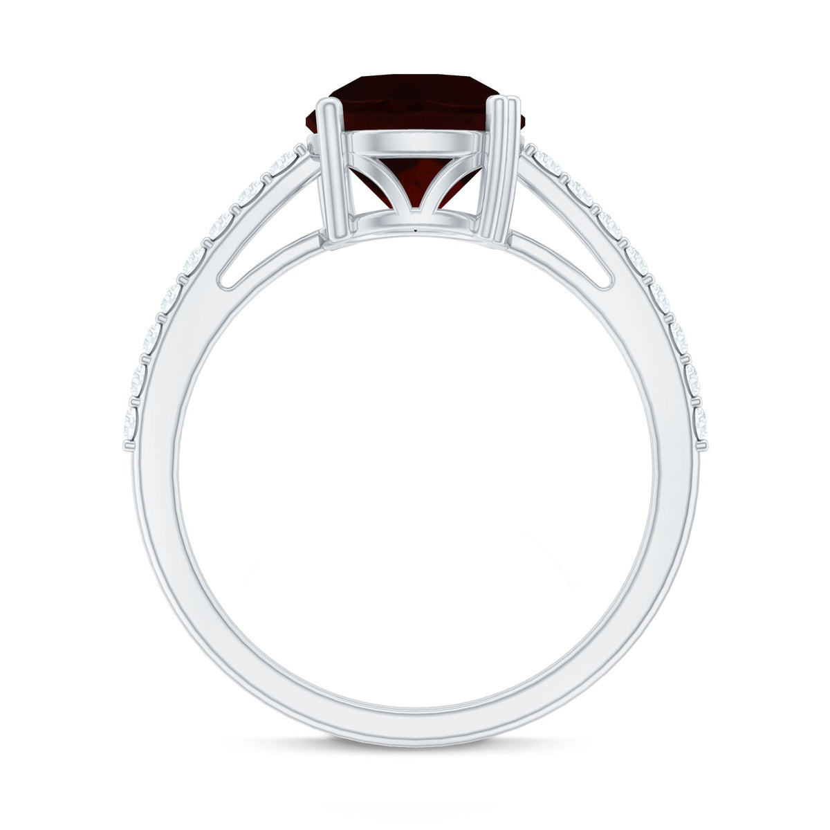 Certified Natural 8mm Garnet Big Engagement Ring with Diamond