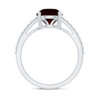 Certified Natural 8mm Garnet Big Engagement Ring with Diamond