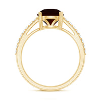 Certified Natural 8mm Garnet Big Engagement Ring with Diamond
