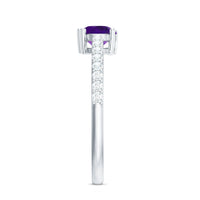 Genuine amethyst promise ring with diamond accents for women, featuring a silver band and elegant design from Rosec Jewels.