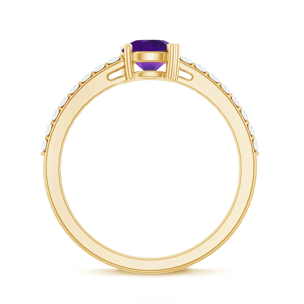 Genuine amethyst promise ring with diamond accents for women, featuring a silver band and elegant design by Rosec Jewels.
