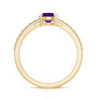 Genuine amethyst promise ring with diamond accents for women, featuring a silver band and elegant design by Rosec Jewels.