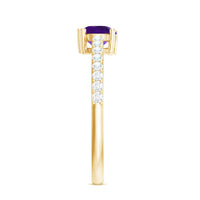 Genuine amethyst promise ring with diamond accents for women, featuring a silver band, crafted by Rosec Jewels.