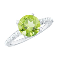 Natural 2 Carat Peridot Engagement Ring with Diamond