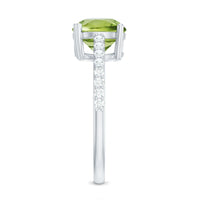 Natural 2 Carat Peridot Engagement Ring with Diamond