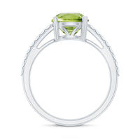Natural 2 Carat Peridot Engagement Ring with Diamond
