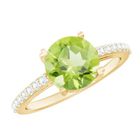 Natural 2 Carat Peridot Engagement Ring with Diamond