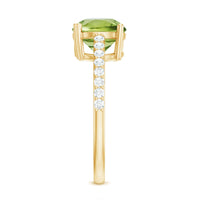 Natural 2 Carat Peridot Engagement Ring with Diamond