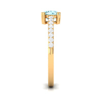 Rosec Jewels aquamarine solitaire engagement ring with diamond, featuring a designer set and elegant band.