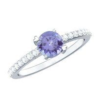 Certified real Tanzanite promise ring with sparkling diamonds from Rosec Jewels, showcasing a beautiful purple-blue gemstone set in a elegant ring.