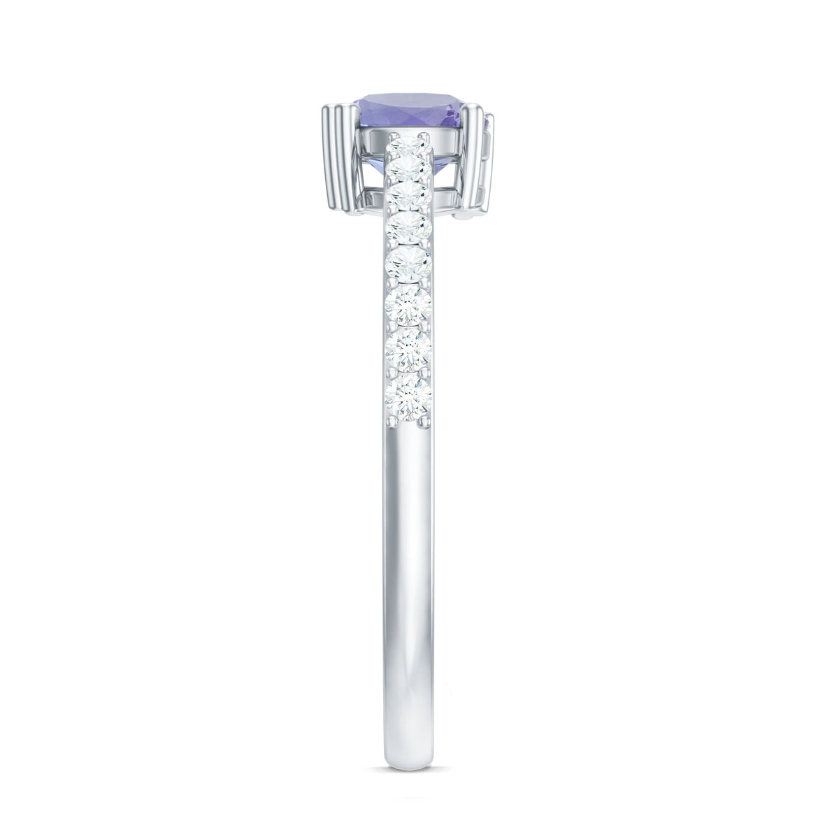 Certified real Tanzanite promise ring with diamond accents from Rosec Jewels, showcasing a stunning blue gemstone and elegant band.