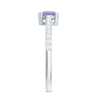 Certified real Tanzanite promise ring with diamond accents from Rosec Jewels, showcasing a stunning blue gemstone and elegant band.