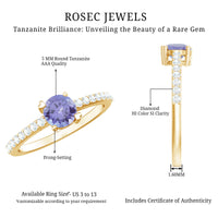 Certified real Tanzanite promise ring with diamond accents from Rosec Jewels, showcasing a stunning blue gemstone and elegant band.