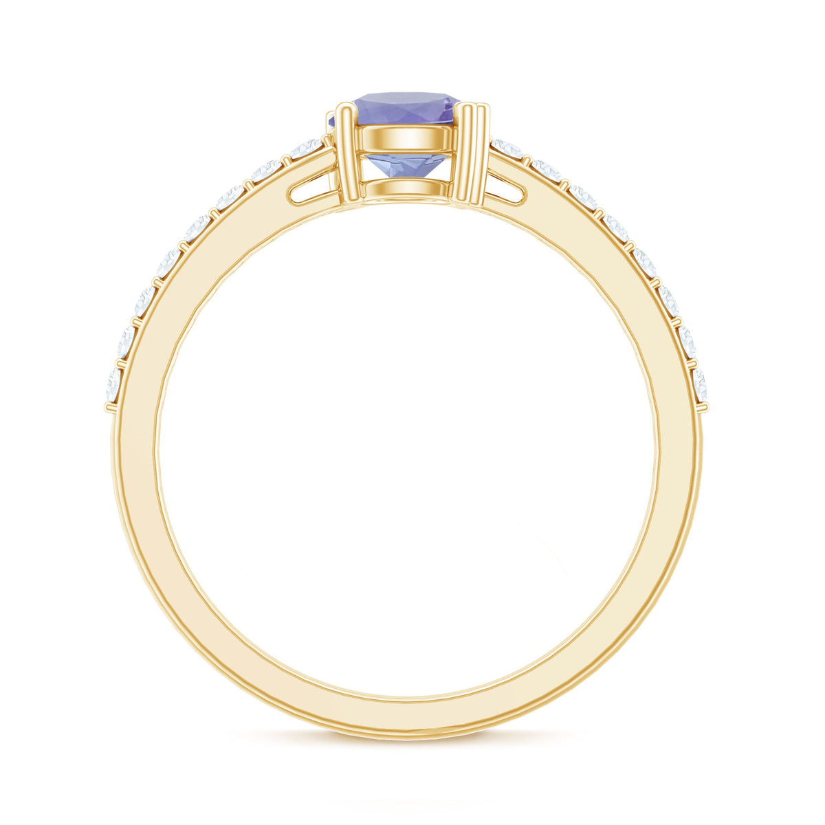 Certified real Tanzanite promise ring with diamond accents from Rosec Jewels, showcasing a vibrant blue Tanzanite gemstone and sparkling diamonds.