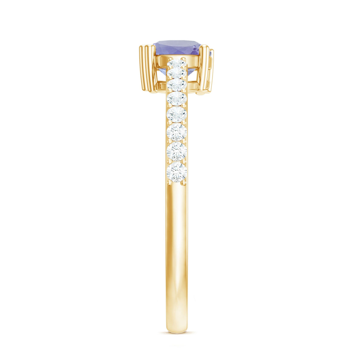 Certified real Tanzanite promise ring with diamond accents from Rosec Jewels, featuring a stunning blue gemstone and elegant design.