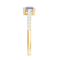Certified real Tanzanite promise ring with diamond accents from Rosec Jewels, featuring a stunning blue gemstone and elegant design.