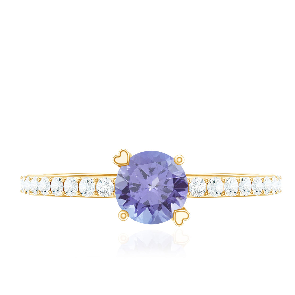 Certified real Tanzanite promise ring with diamond accents by Rosec Jewels, showcasing a stunning tanzanite gemstone and elegant design.