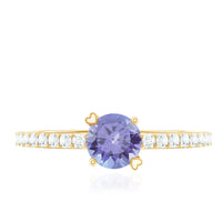 Certified real Tanzanite promise ring with diamond accents by Rosec Jewels, showcasing a stunning tanzanite gemstone and elegant design.