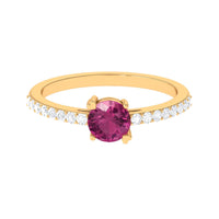 1 CT Real Pink Tourmaline Solitaire Promise Ring with Diamond Side Stones