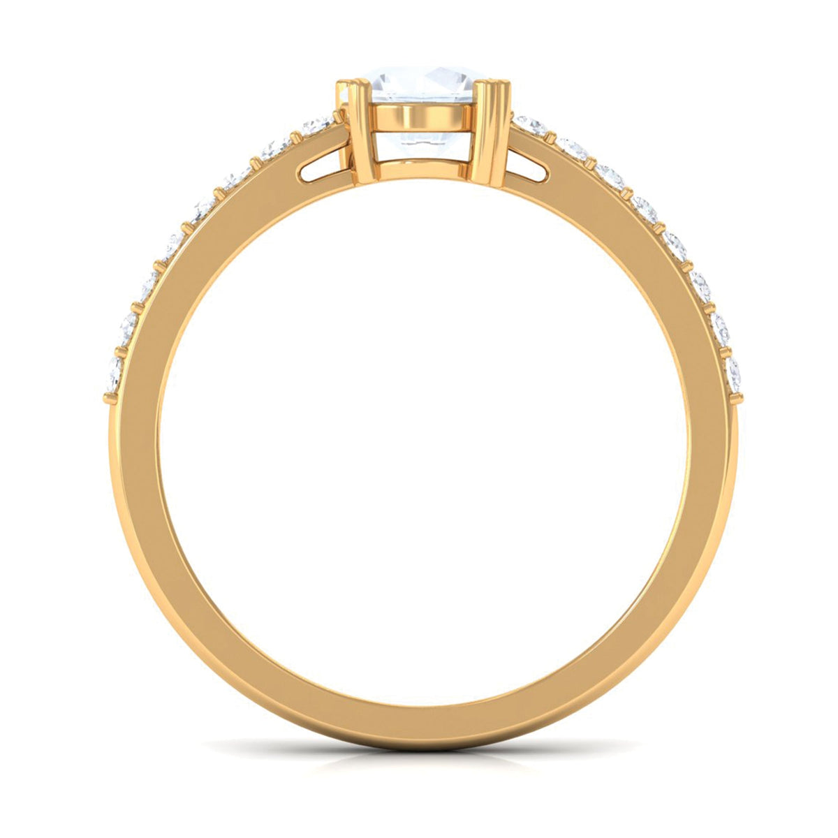 Natural moonstone solitaire promise ring with a diamond accent, featuring a polished band and elegant design from Rosec Jewels.