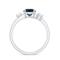 7mm Round London Blue Topaz Double Band Engagement Ring with Diamond