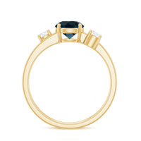 7mm Round London Blue Topaz Double Band Engagement Ring with Diamond