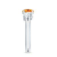 Real Citrine Diamond Double Band Engagement Ring
