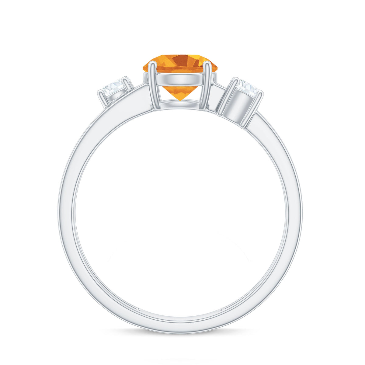 Real Citrine Diamond Double Band Engagement Ring