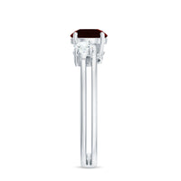 Genuine 8mm Garnet Diamond Double Band Engagement Ring
