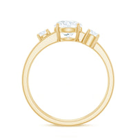Brilliant Cut Moissanite 3 Stone Engagement Ring with Double Band