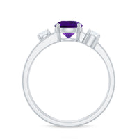 Natural 1.2 Carat Amethyst double band engagement ring with diamond accents by Rosec Jewels, featuring purple amethyst gemstones and intricate design.