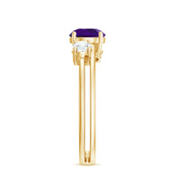 Natural 1.2 Carat Amethyst double band engagement ring with diamond accents from Rosec Jewels, showcasing intricate design and gemstone details.