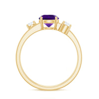 Natural 1.2 Carat Amethyst double band engagement ring with diamonds by Rosec Jewels, showcasing a detailed view of the ring design.