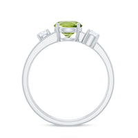 2 Carat Peridot Double Band Engagement Ring with Diamond