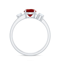 Certified 1.3 Carat Lab Grown Ruby Double Band Engagement Ring with Diamond