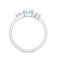 Natural Ethiopian Rainbow Opal Diamond Three Stone Engagement Ring