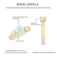 Natural Ethiopian Rainbow Opal Diamond Three Stone Engagement Ring