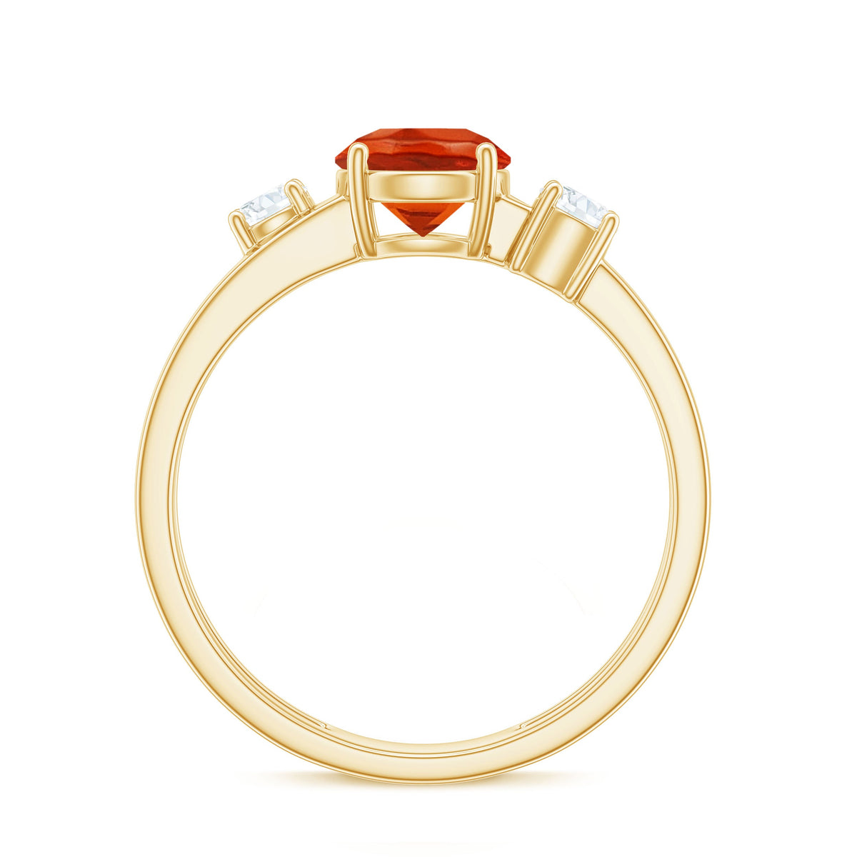 Rosec Jewels double band engagement ring with fire opal and diamond, showcasing intricate design and sparkling stones.