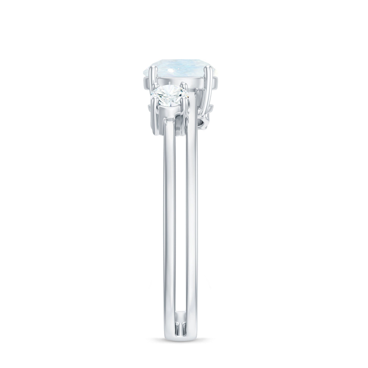 Rosec Jewels 1/2 CT moonstone solitaire double band ring with diamond accents, showcasing elegant gemstone and metal design.
