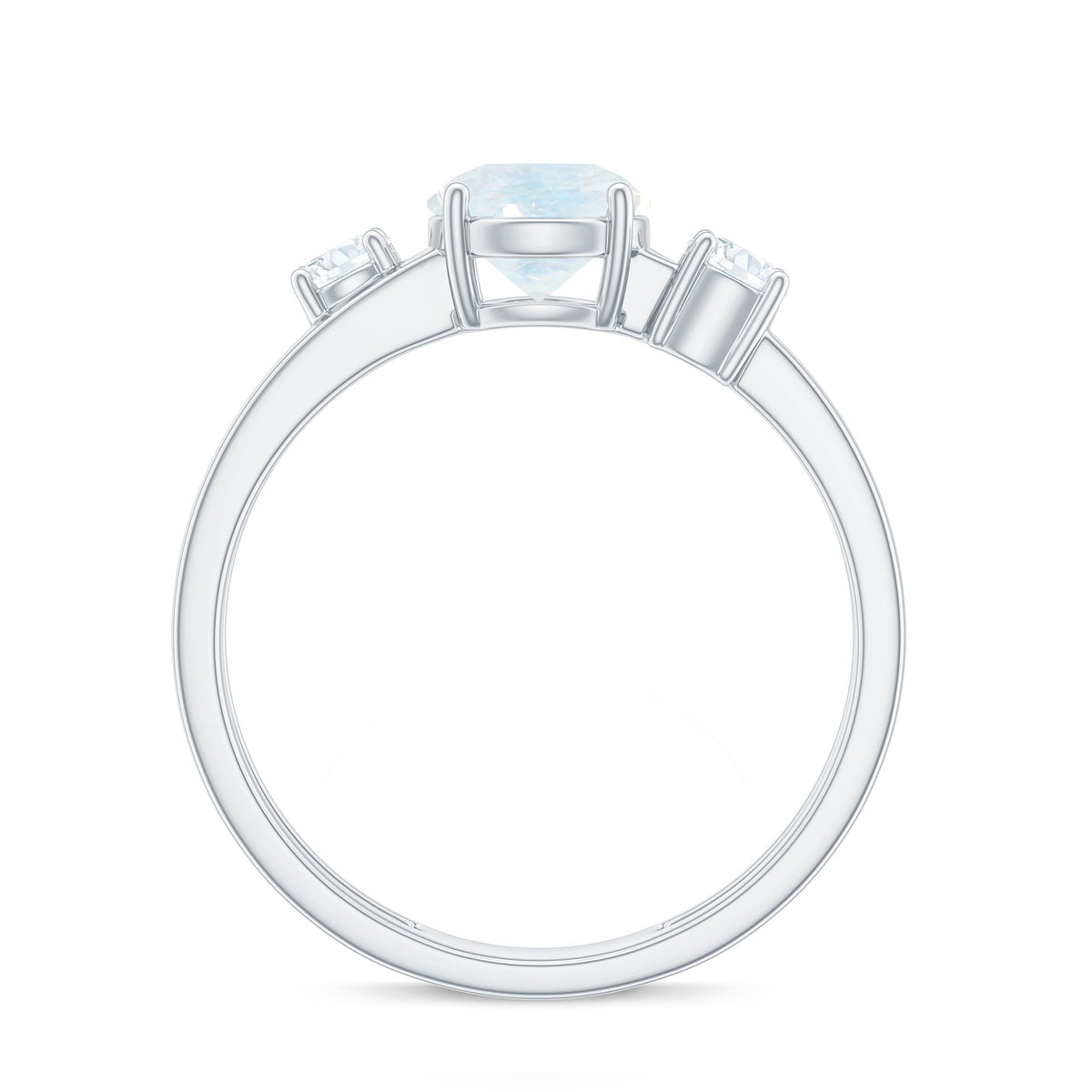 Rosec Jewels 1/2 CT moonstone solitaire double band ring with diamond, showcasing the elegant design and sparkling gemstones.