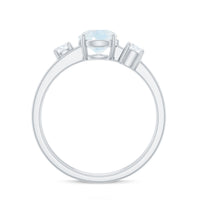Rosec Jewels 1/2 CT moonstone solitaire double band ring with diamond, showcasing the elegant design and sparkling gemstones.