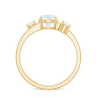 Rosec Jewels 1/2 CT moonstone solitaire double band ring with diamond, showing the gemstone and elegant silver design.