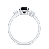 Real Black Onyx and Diamond Double Band Engagement Ring
