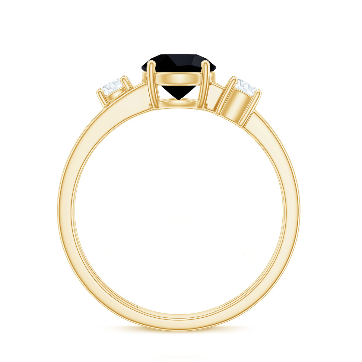 Real Black Onyx and Diamond Double Band Engagement Ring