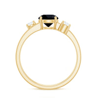 Real Black Onyx and Diamond Double Band Engagement Ring