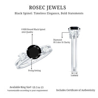 Natural Black Spinel Diamond Double Band Engagement Ring