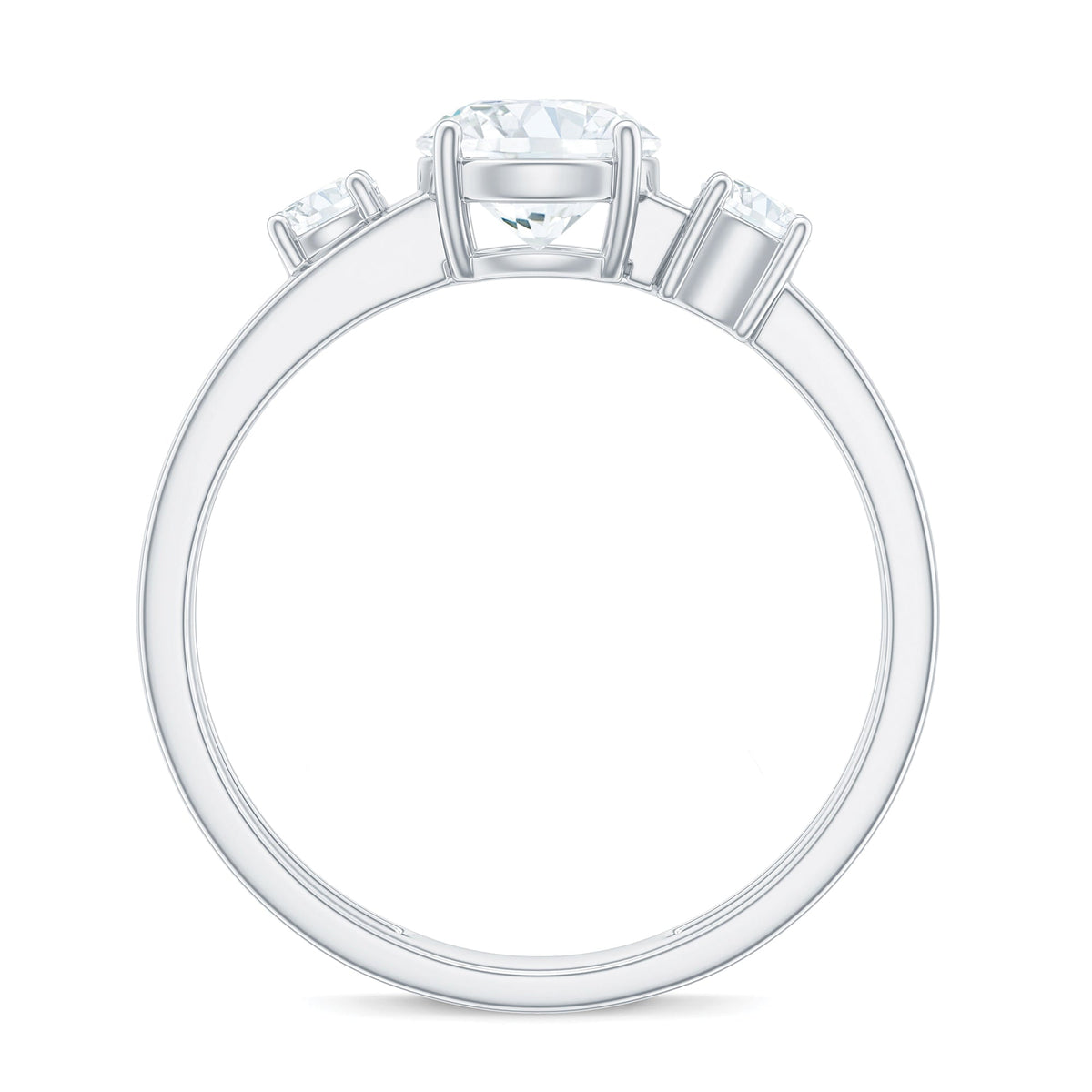 Certified Cubic Zirconia Three Stone Double Band Ring