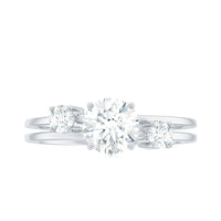 Certified Cubic Zirconia Three Stone Double Band Ring